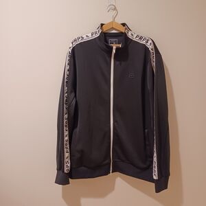 PRPS Men's Brunson Logo Tape Full Zip Track Jacket in Black 2XL Sporty Retro